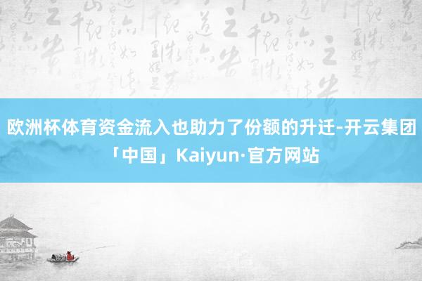 欧洲杯体育　　资金流入也助力了份额的升迁-开云集团「中国」Kaiyun·官方网站