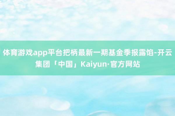 体育游戏app平台把柄最新一期基金季报露馅-开云集团「中国」Kaiyun·官方网站