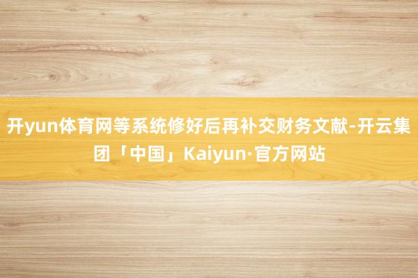 开yun体育网等系统修好后再补交财务文献-开云集团「中国」Kaiyun·官方网站