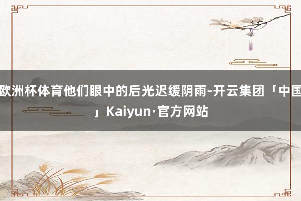 欧洲杯体育他们眼中的后光迟缓阴雨-开云集团「中国」Kaiyun·官方网站