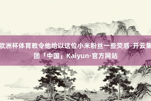 欧洲杯体育敕令他给以这位小米粉丝一些荧惑-开云集团「中国」Kaiyun·官方网站